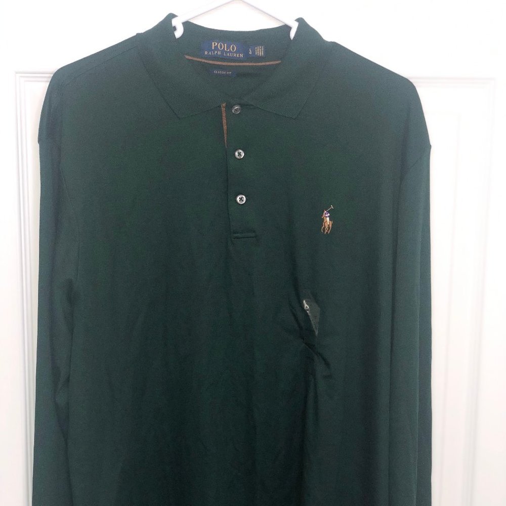L/S Ralph Lauren  3-button faux suede placket